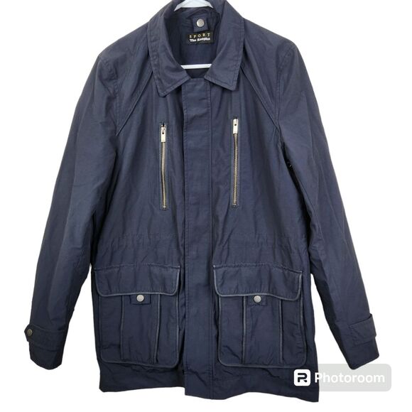 The Kooples Full Zip 5 Pocket Military Style Navy Blue Overcoat XS